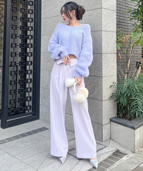 ROYAL PARTY（ロイヤルパーティー）の「フワフワカラーニットトップス（ニット/セーター・レディース・イエロー/ピンク/パープル/オフホワイト・FREE）」の14枚目の写真