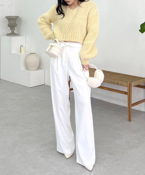 ROYAL PARTY（ロイヤルパーティー）の「フワフワカラーニットトップス（ニット/セーター・レディース・イエロー/ピンク/パープル/オフホワイト・FREE）」の7枚目の写真