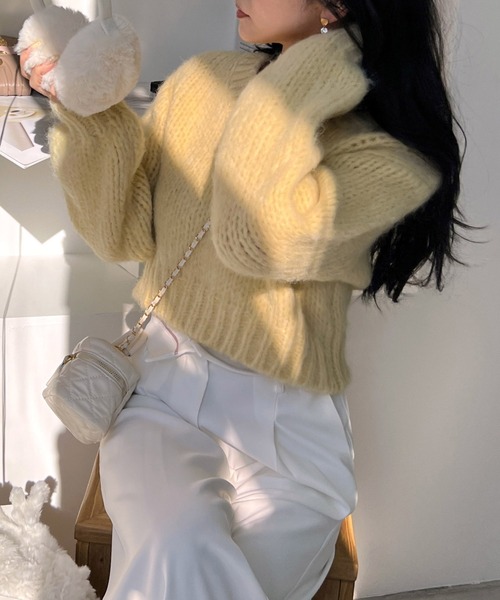 ROYAL PARTY（ロイヤルパーティー）の「フワフワカラーニットトップス（ニット/セーター・レディース・イエロー/ピンク/パープル/オフホワイト・FREE）」の5枚目の写真