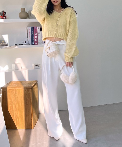 ROYAL PARTY（ロイヤルパーティー）の「フワフワカラーニットトップス（ニット/セーター・レディース・イエロー/ピンク/パープル/オフホワイト・FREE）」の6枚目の写真