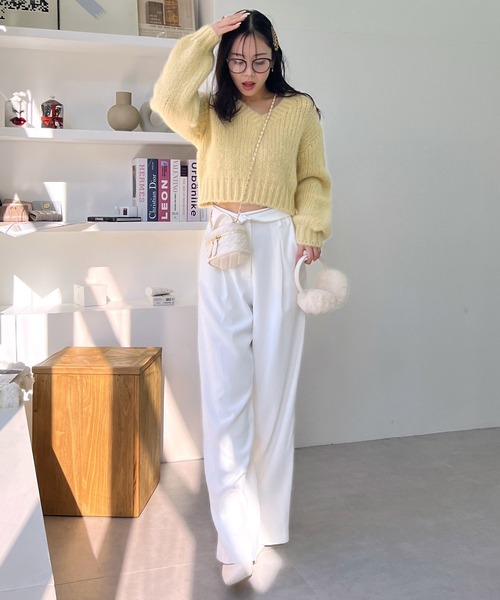 ROYAL PARTY（ロイヤルパーティー）の「フワフワカラーニットトップス（ニット/セーター・レディース・イエロー/ピンク/パープル/オフホワイト・FREE）」の8枚目の写真