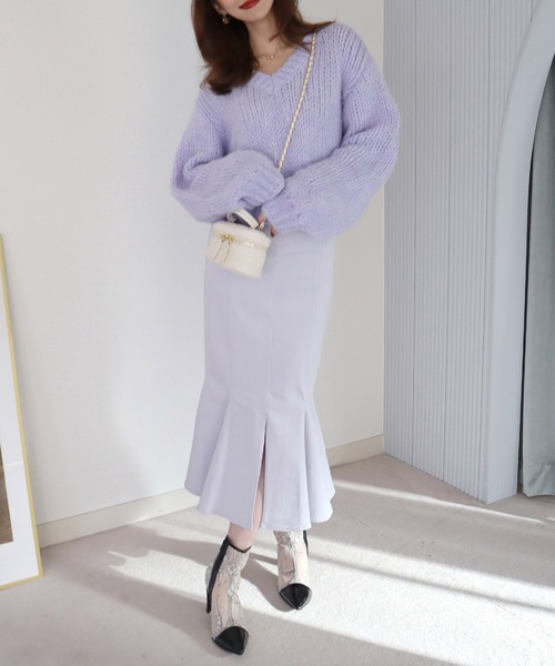 ROYAL PARTY（ロイヤルパーティー）の「フワフワカラーニットトップス（ニット/セーター・レディース・イエロー/ピンク/パープル/オフホワイト・FREE）」の12枚目の写真