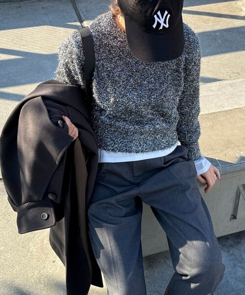 fredy emue(フレディエミュ)の「ラメシャギープルオーバーニット(ニット/セーター・レディース・サックスブルー/ブラック・38)」の14枚目の写真