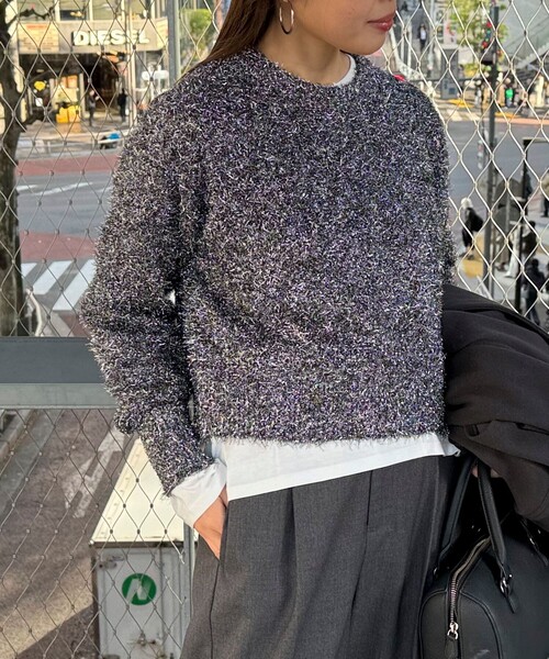 fredy emue(フレディエミュ)の「ラメシャギープルオーバーニット(ニット/セーター・レディース・サックスブルー/ブラック・38)」の21枚目の写真