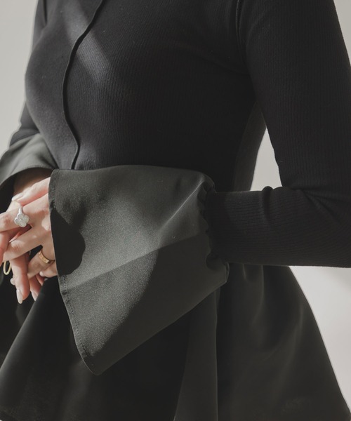 rectangle（レクタングル）の「フレアスリーブペプラムカットソー（Tシャツ/カットソー・レディース・オフホワイト/ブラック・FREE）」の20枚目の写真