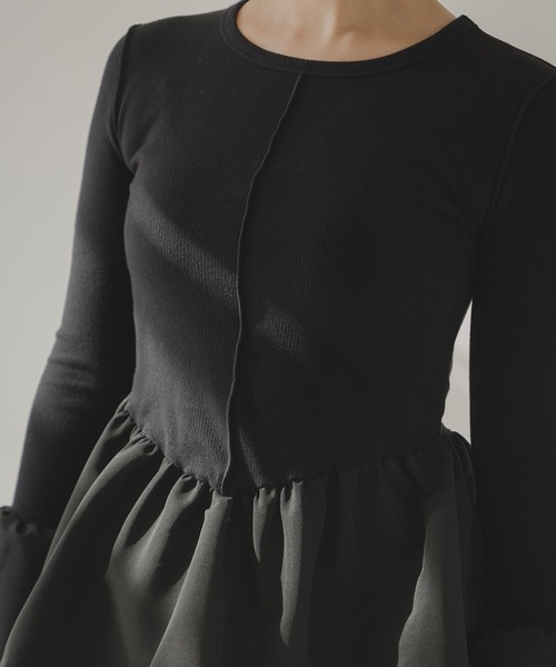 rectangle（レクタングル）の「フレアスリーブペプラムカットソー（Tシャツ/カットソー・レディース・オフホワイト/ブラック・FREE）」の21枚目の写真