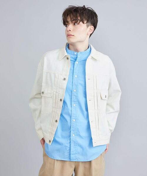 coen(コーエン)の「デニムトラッカージャケット/Gジャン(セットアップ対応)(デニムジャケット・メンズ・オフホワイト/ネイビー/コバルトブルー・M/L)」の12枚目の写真