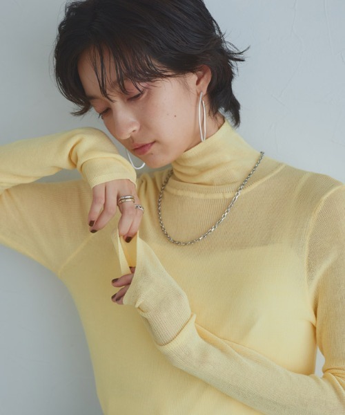 RASW（ラス）の「[RASW]シアーリブハイネックニット（ニット/セーター・レディース・ライトブルー/ライトイエロー/オフホワイト・M/L）」の19枚目の写真
