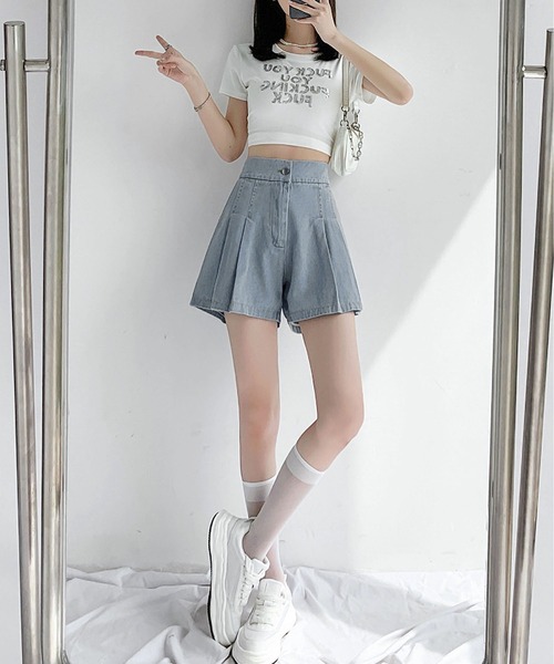 MAISON DE THERESE(メゾン ド テレーズ)の「ハイウエストデニムミニワイドパンツ(デニムパンツ・レディース・ブルー/ライトブルー・M/L/XL)」の18枚目の写真