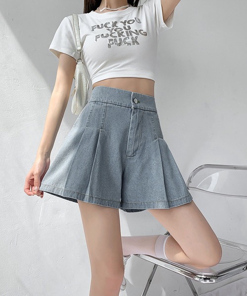 MAISON DE THERESE(メゾン ド テレーズ)の「ハイウエストデニムミニワイドパンツ(デニムパンツ・レディース・ブルー/ライトブルー・M/L/XL)」の16枚目の写真