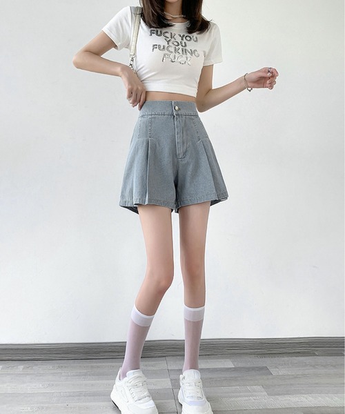 MAISON DE THERESE(メゾン ド テレーズ)の「ハイウエストデニムミニワイドパンツ(デニムパンツ・レディース・ブルー/ライトブルー・M/L/XL)」の11枚目の写真