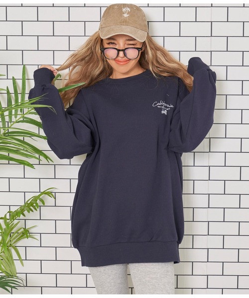 anap mimpi（アナップミンピ）の「国旗 刺繍 プリント 裏毛 スウェット トレーナー（スウェット・レディース・キナリ/ネイビー・FREE）」の11枚目の写真