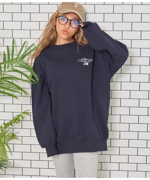 anap mimpi（アナップミンピ）の「国旗 刺繍 プリント 裏毛 スウェット トレーナー（スウェット・レディース・キナリ/ネイビー・FREE）」の9枚目の写真