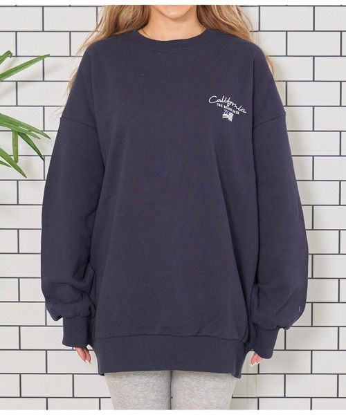 anap mimpi（アナップミンピ）の「国旗 刺繍 プリント 裏毛 スウェット トレーナー（スウェット・レディース・キナリ/ネイビー・FREE）」の15枚目の写真
