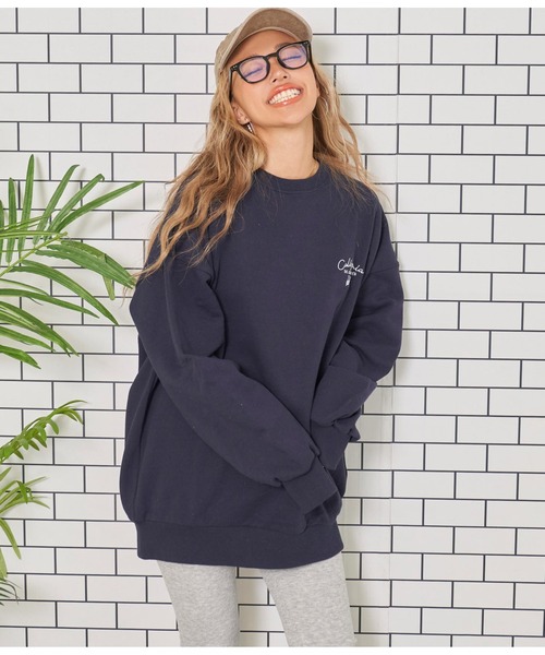 anap mimpi（アナップミンピ）の「国旗 刺繍 プリント 裏毛 スウェット トレーナー（スウェット・レディース・キナリ/ネイビー・FREE）」の13枚目の写真