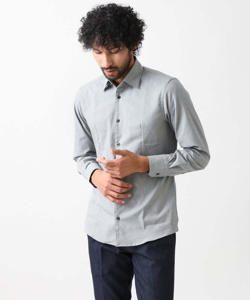 MICHEL KLEIN HOMME (ミッシェルクランオム)の「《日本製》ストレッチレギュラーカラーシャツ(シャツ/ブラウス・メンズ・ネイビー/グレー/ブルー・MEDIUM/LARGE/X-LARGE)」の2枚目の写真