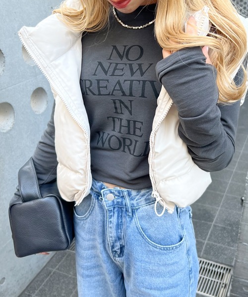 Futier land(フューティアランド)の「サムホール付きカシミアタッチロゴカットソー(Tシャツ/カットソー・レディース・チャコールグレー/ホワイト/グリーン/ブルー・FREE)」の19枚目の写真
