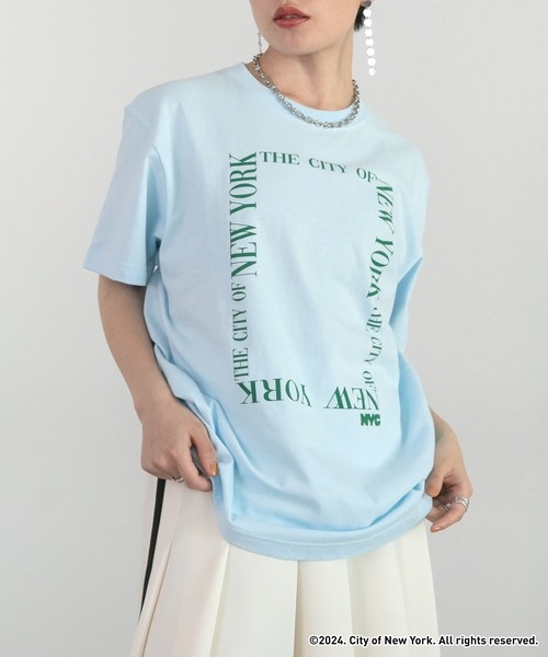 GOOD ROCK SPEED(グッドロックスピード)の「NYC × GOOD ROCK SPEED ロゴプリントTシャツ(Tシャツ/カットソー・レディース・グレー/ブルー/ホワイト・FREE)」の1枚目の写真