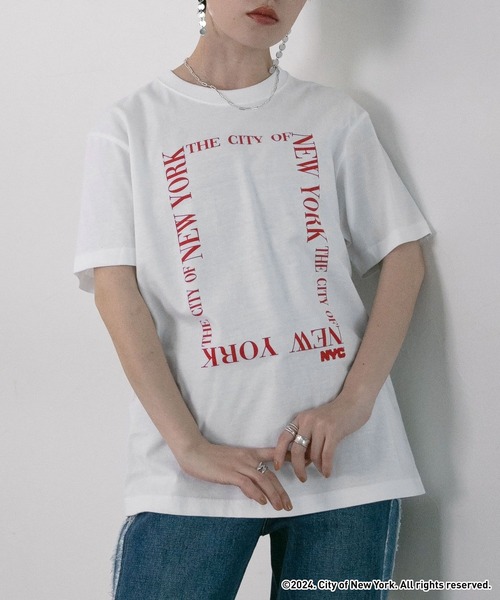 GOOD ROCK SPEED(グッドロックスピード)の「NYC × GOOD ROCK SPEED ロゴプリントTシャツ(Tシャツ/カットソー・レディース・グレー/ブルー/ホワイト・FREE)」の6枚目の写真