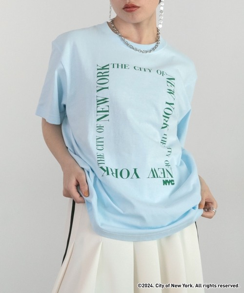 GOOD ROCK SPEED(グッドロックスピード)の「NYC × GOOD ROCK SPEED ロゴプリントTシャツ(Tシャツ/カットソー・レディース・グレー/ブルー/ホワイト・FREE)」の9枚目の写真