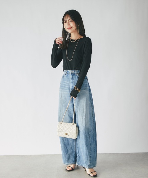 La boutique BonBon（ラブティックボンボン）の「チェーンキルティングシープレザーバッグ（ショルダーバッグ・レディース・ブラック/ホワイト・FREE）」の3枚目の写真