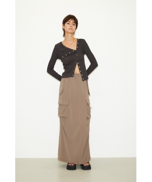 THROW by SLY（スローバイスライ）の「THROW WOVEN CARGO COLUMN SK ウーブン カーゴ コラム スカート（スカート・レディース・ブラック/ライトブラウン・0/1）」の5枚目の写真