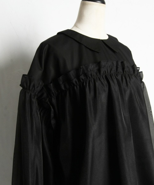 &. NOSTALGIA(アンドドットノスタルジア)の「ボリュームドッキングブラウス(Tシャツ/カットソー・レディース・ブラック・M)」の9枚目の写真