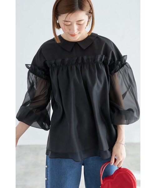 &. NOSTALGIA(アンドドットノスタルジア)の「ボリュームドッキングブラウス(Tシャツ/カットソー・レディース・ブラック・M)」の18枚目の写真
