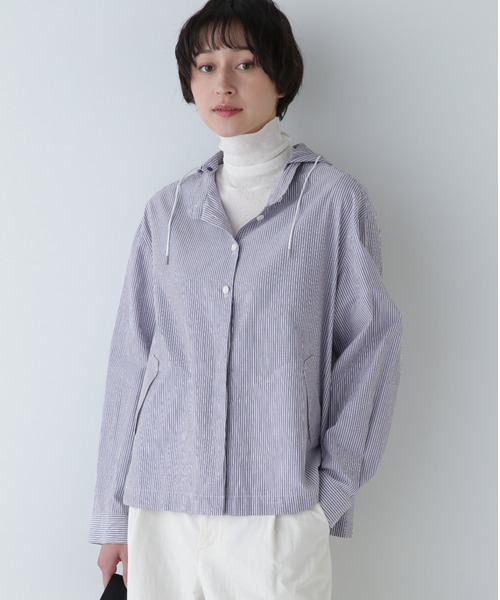 human woman ☆新品☆ 3wayフード付きストライプブラウス human woman 3wayフード付きストライプブラウス オレンジ3
