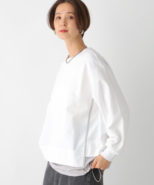 LEPSIM(レプシィム)の「異素材切り替えチュニック 992091(Tシャツ/カットソー・レディース・オフホワイト/チャコールグレー/ベージュ・FREE)」の2枚目の写真