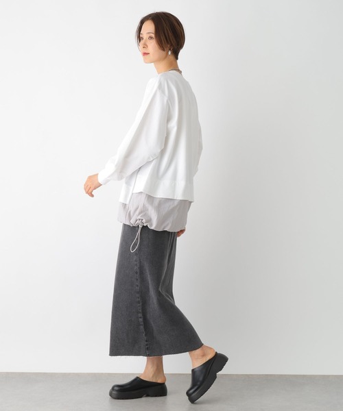 LEPSIM(レプシィム)の「異素材切り替えチュニック 992091(Tシャツ/カットソー・レディース・オフホワイト/チャコールグレー/ベージュ・FREE)」の6枚目の写真