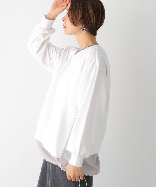 LEPSIM(レプシィム)の「異素材切り替えチュニック 992091(Tシャツ/カットソー・レディース・オフホワイト/チャコールグレー/ベージュ・FREE)」の7枚目の写真