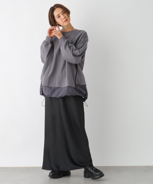 LEPSIM(レプシィム)の「異素材切り替えチュニック 992091(Tシャツ/カットソー・レディース・オフホワイト/チャコールグレー/ベージュ・FREE)」の8枚目の写真