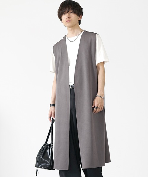 MinoriTY】リバーシブルスウェードロングべスト ジレ メンズ