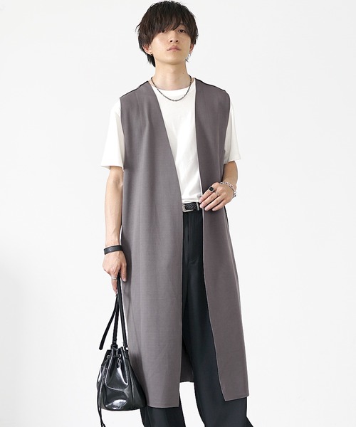 MinoriTY】リバーシブルスウェードロングべスト ジレ メンズ