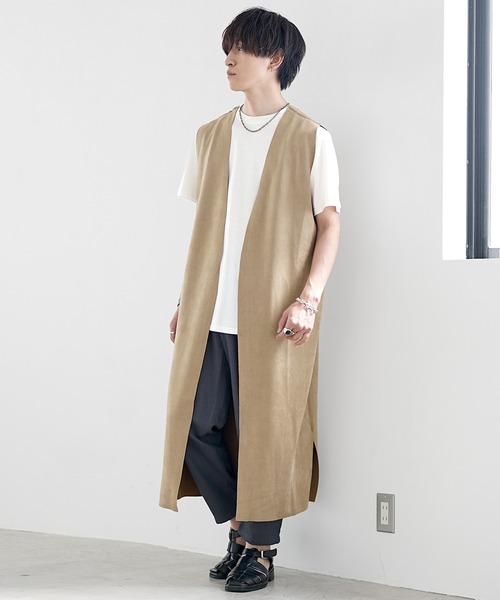 MinoriTY(マイノリティ)の「【MinoriTY】リバーシブルスウェードロングべスト ジレ メンズ カーディガン オーバーサイズ ノースリーブ ビッグシルエット ルーズフィット 秋服(ベスト・メンズ・ベージュ/チャコール/ブラック・S/M/L)」の21枚目の写真