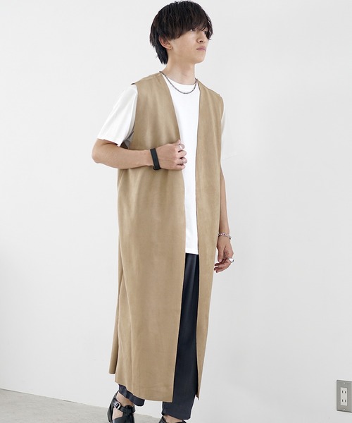 MinoriTY(マイノリティ)の「【MinoriTY】リバーシブルスウェードロングべスト ジレ メンズ カーディガン オーバーサイズ ノースリーブ ビッグシルエット ルーズフィット 秋服(ベスト・メンズ・ベージュ/チャコール/ブラック・S/M/L)」の20枚目の写真