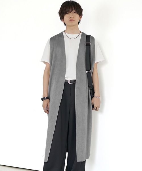 MinoriTY】リバーシブルスウェードロングべスト ジレ メンズ