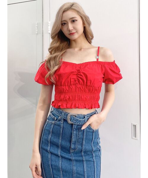 GYDA（ジェイダ）の「Symmetry GYDAチャームオフショルブラウス（シャツ/ブラウス・レディース・オフホワイト/ブラック/レッド/その他1・FREE）」の3枚目の写真