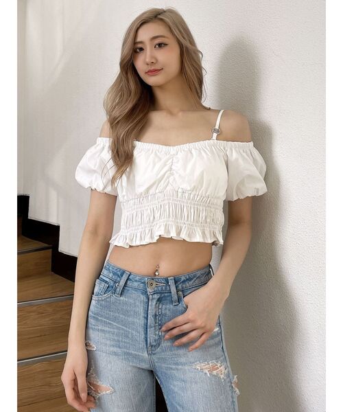 GYDA（ジェイダ）の「Symmetry GYDAチャームオフショルブラウス（シャツ/ブラウス・レディース・オフホワイト/ブラック/レッド/その他1・FREE）」の5枚目の写真