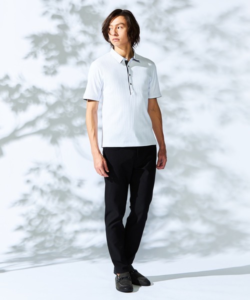 HIDEAWAYS NICOLE（ハイダウェイニコル）の「ランダムテレコショートレギュラーカラーポロシャツ（ポロシャツ・メンズ・ミント/ネイビー/ラベンダー/ホワイト/ブラック/ダークオレンジ・MEDIUM/LARGE/X-LARGE/XX-LARGE）」の7枚目の写真