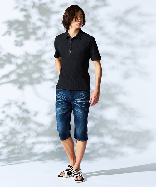 HIDEAWAYS NICOLE（ハイダウェイニコル）の「ランダムテレコショートレギュラーカラーポロシャツ（ポロシャツ・メンズ・ミント/ネイビー/ラベンダー/ホワイト/ブラック/ダークオレンジ・MEDIUM/LARGE/X-LARGE/XX-LARGE）」の10枚目の写真