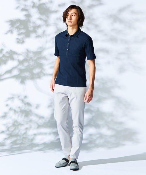 HIDEAWAYS NICOLE（ハイダウェイニコル）の「ランダムテレコショートレギュラーカラーポロシャツ（ポロシャツ・メンズ・ミント/ネイビー/ラベンダー/ホワイト/ブラック/ダークオレンジ・MEDIUM/LARGE/X-LARGE/XX-LARGE）」の11枚目の写真