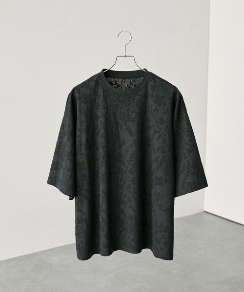 EMMA & GAIA 売れ筋商品|||エマアンドガイア Tシャツ トップス レディース Tops Purple セール】ジャガードアブストラクト/リーフ ルーズS/Sカットソー