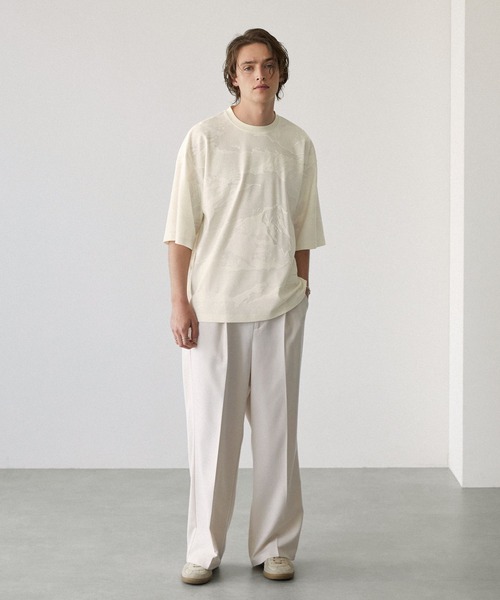 EMMA CLOTHES（エマクローズ）の「ジャガードアブストラクト/リーフ ルーズS/Sカットソー EMMA CLOTHES 2024SS（Tシャツ/カットソー・メンズ・グレイッシュブルー/ワイン/チャコール/ブラック/アイボリー・L/M）」の13枚目の写真