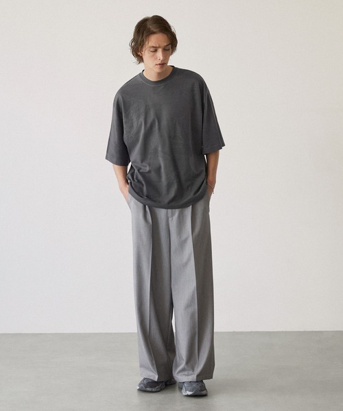 EMMA CLOTHES（エマクローズ）の「ジャガードアブストラクト/リーフ ルーズS/Sカットソー EMMA CLOTHES 2024SS（Tシャツ/カットソー・メンズ・グレイッシュブルー/ワイン/チャコール/ブラック/アイボリー・L/M）」の12枚目の写真