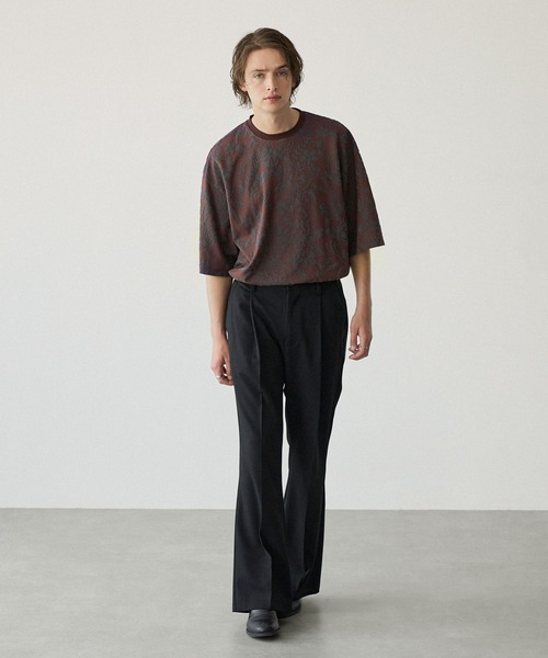 EMMA CLOTHES（エマクローズ）の「ジャガードアブストラクト/リーフ ルーズS/Sカットソー EMMA CLOTHES 2024SS（Tシャツ/カットソー・メンズ・グレイッシュブルー/ワイン/チャコール/ブラック/アイボリー・L/M）」の16枚目の写真