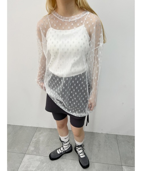 WC(ダブル シー)の「スターチュールシアートップス(Tシャツ/カットソー・レディース・ブラック/ホワイト・FREE)」の4枚目の写真