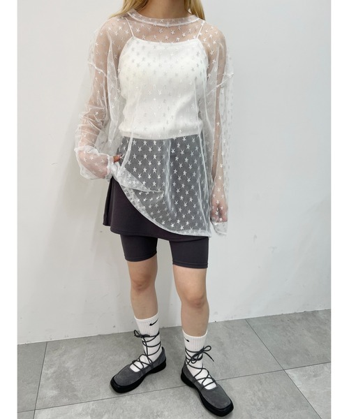 WC(ダブル シー)の「スターチュールシアートップス(Tシャツ/カットソー・レディース・ブラック/ホワイト・FREE)」の5枚目の写真