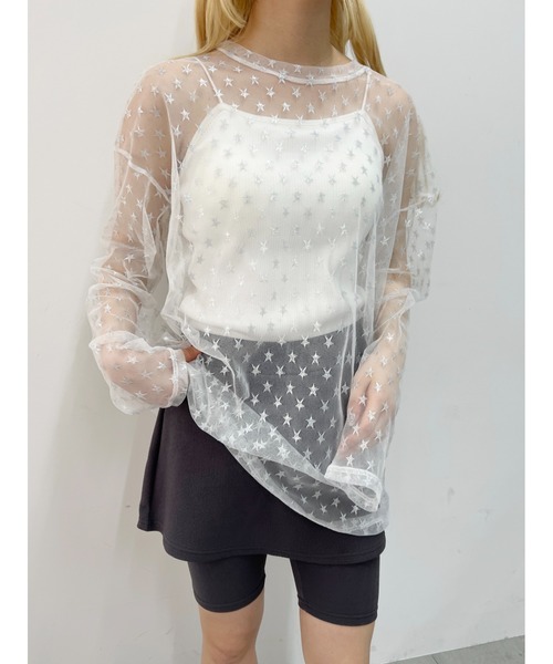 WC(ダブル シー)の「スターチュールシアートップス(Tシャツ/カットソー・レディース・ブラック/ホワイト・FREE)」の9枚目の写真